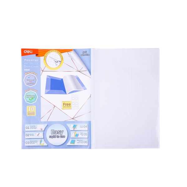 Deli Self Adhesive Book Cover 10 Sheets 50x36cm Matt Translucent W/Stickers