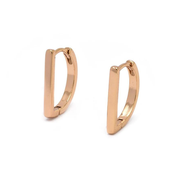 Premium Rose Gold Vertical Gold Bar Huggie Earrings