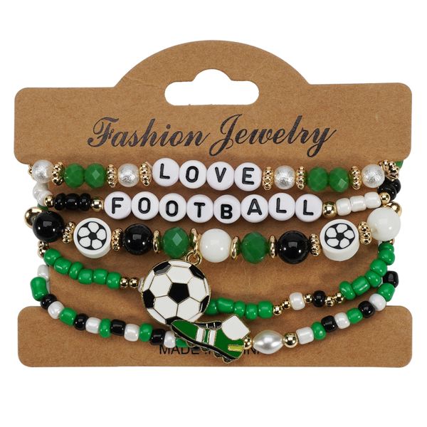 World Cup Soccer Bracelet Fans Football Boots Beads Stretch