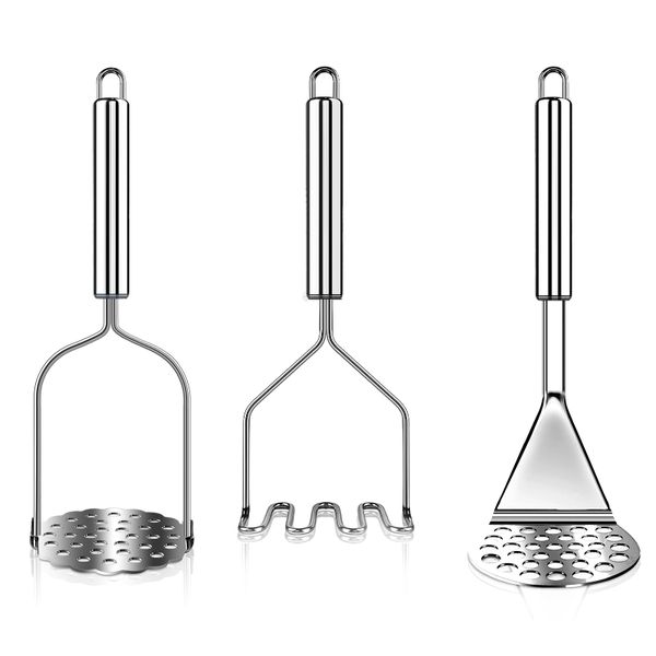 Stainless Steel Potato Masher, Potato Mash and Fruit Maker - 3Piece