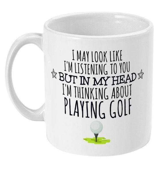 I'm Thinking About Playing Golf Christmas Birthday Golfer Gift Mug
