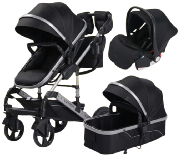 Luxmom Baby Stroller 3 in 1 Newborn Baby Carriage -Black