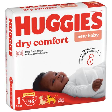 Huggies® Dry Comfort - Size 1 New Baby Jumbo Pack - 96 Nappies