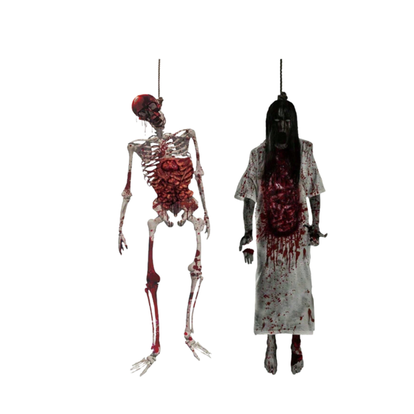 Halloween Skeleton &amp; Female Ghost Window Stickers