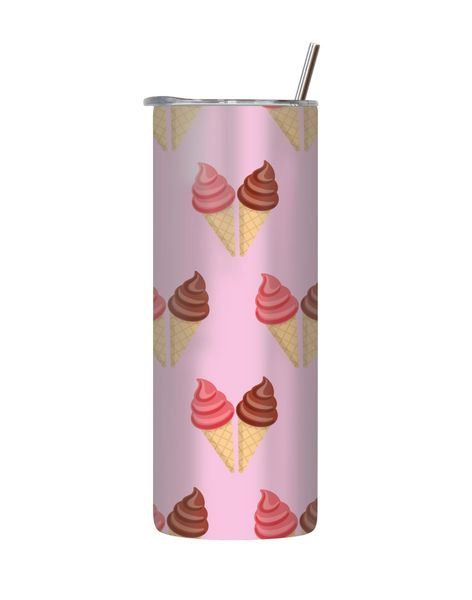 Pink Background 20 Oz Tumbler with Lid and Straw Ice Cream Graphic Gift 218