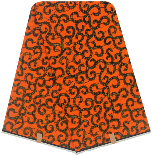 Vlisco Hollandaise Wax-Orange Vinie Ankara Fabric