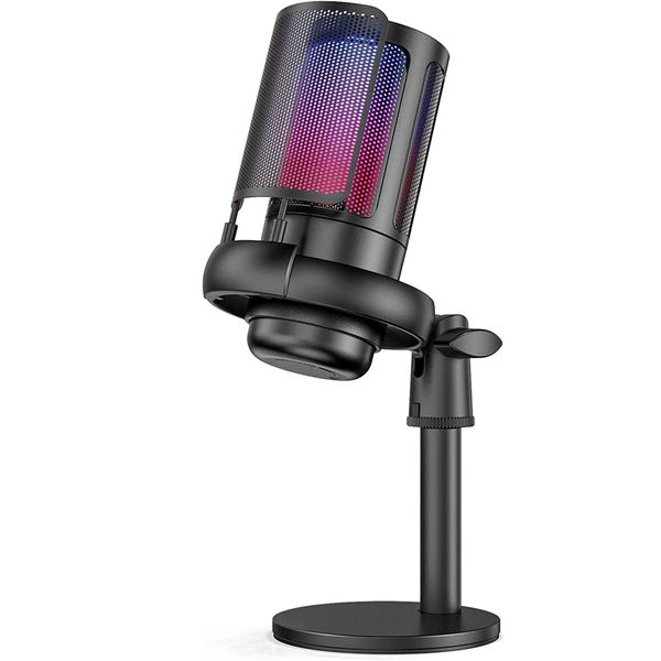 Gaming Microphone USB for PC with Noise Filter Streaming Microphone RGB