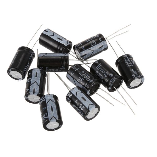 10 Pcs Black 2200Uf 25V Aluminum Electrolytic Compatible with Universal