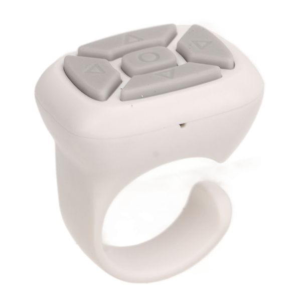 White USB-Rechargeable Ring Remote For Phones