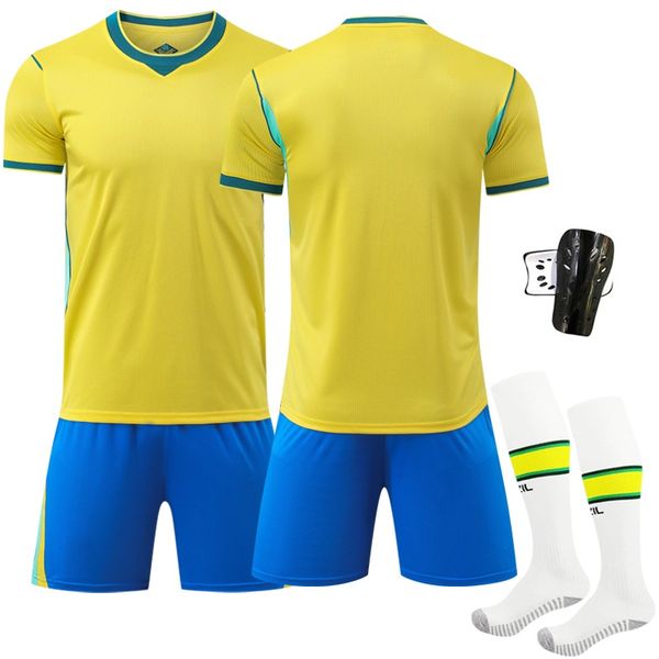 4 Pieces Kid Boys Soccer Football Jersey Set - Yellow/Green - Brazil H