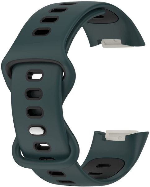 Silicone Sport Strap Compatible with Fitbit charge 5 &amp; 6-Olive and Black