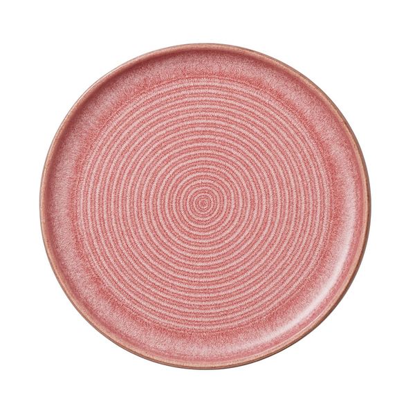 Ceramic Plate Set - Stylish Striped Design 10" - Light Pink and White - 6-Piece Set