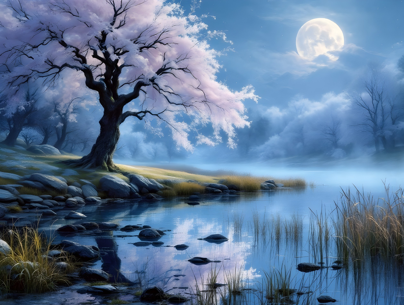 Canvas Wall Art Home Decor - Moonlit River