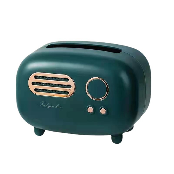 Radio Shape Tissue Cover Box for Bathroom Vanity Countertops, Green