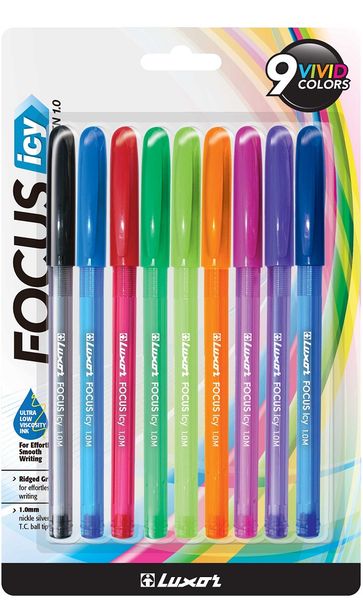 Luxor Focus Icy Ball Point Pen Set 9Pcs. (1760/9BC)