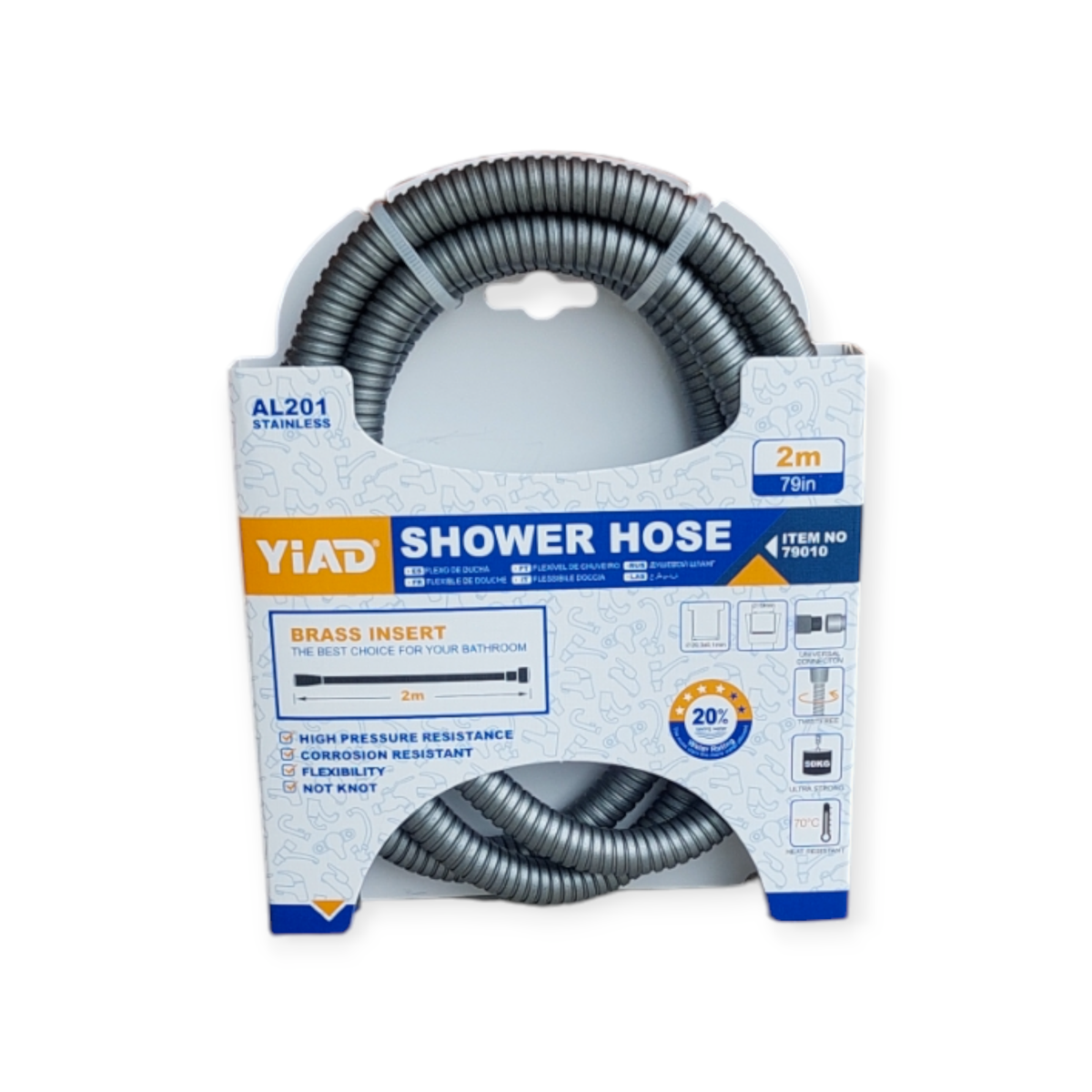 Yiad 2m High Quality Grey Shower Hose