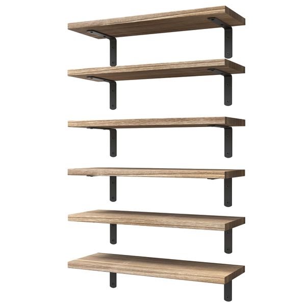 6-Pack Wood Floating Shelves for Wall &amp; Storage Shelves