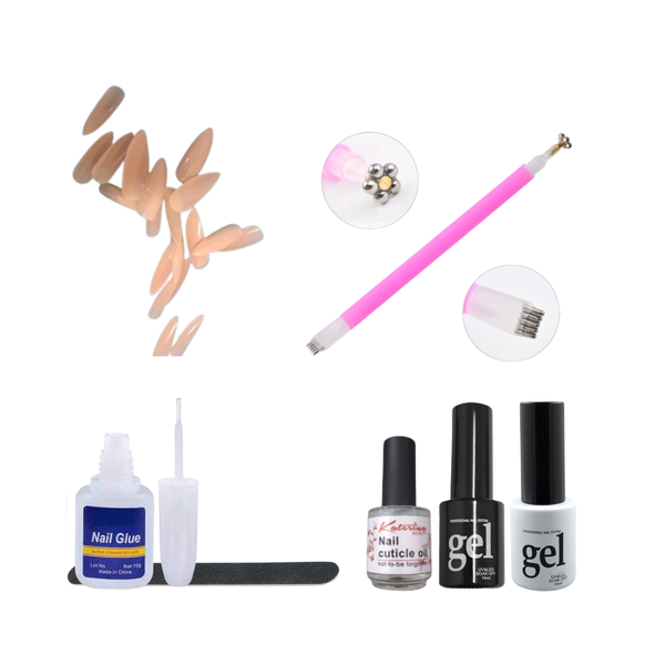 Nail Tips, Gel base &amp;Top Coat, Magnetic 3D Nail Art Pen &amp; Cuticle oil
