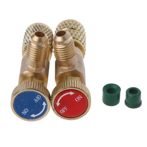 2Piece Cold Filler Safety Valve Air Conditioning Adapter Brass-Golden