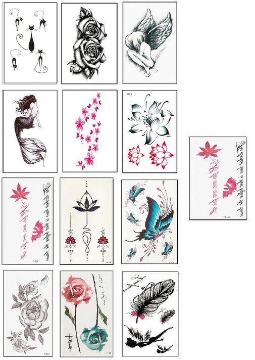 Temporary Realistic 3D Tattoo Sticker Combo (Set-E of 13) | Buy Online ...