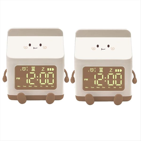 Cute Milk Carton Electronic Countdown Alarm Clock - Brown - Set of 2