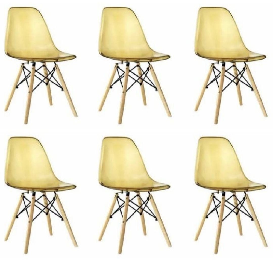 Set of 6 Multipurpose Modern Design Crystal Clear Dining Eames Chairs