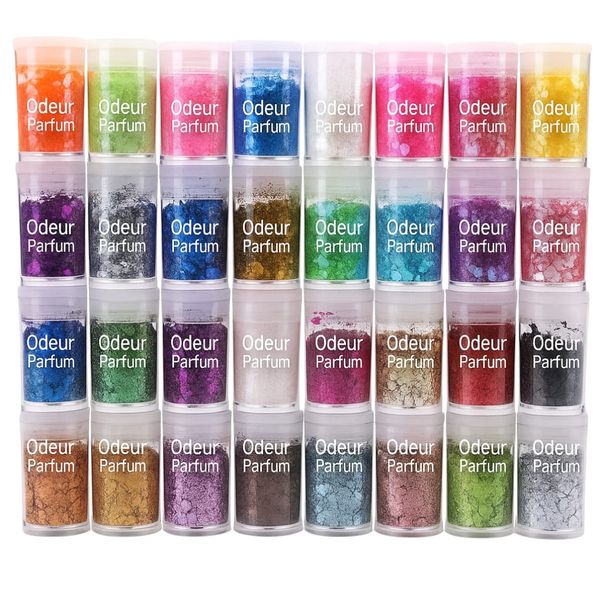 Colourful Sequins &amp; Glitter Flakes Set for Resin &amp; Art - 32 Small Tubs