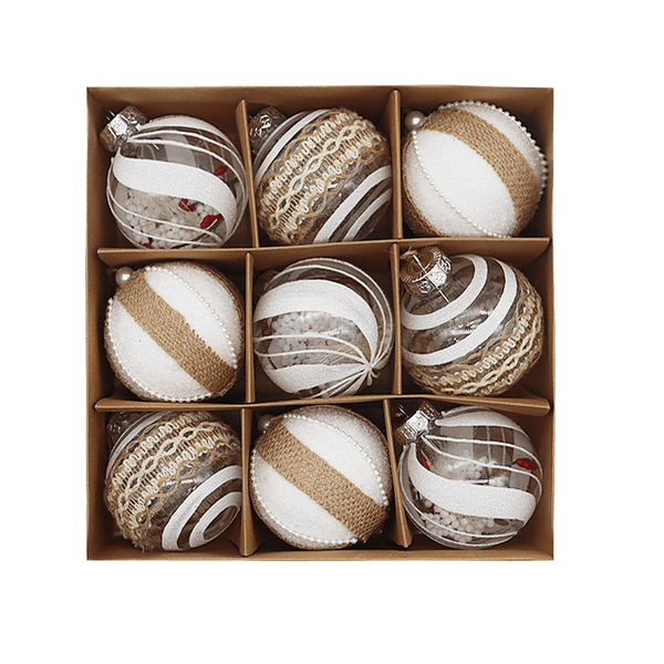 9 Pcs 8cm Christmas Ball Ornament Set - Elegant Transparent Decor