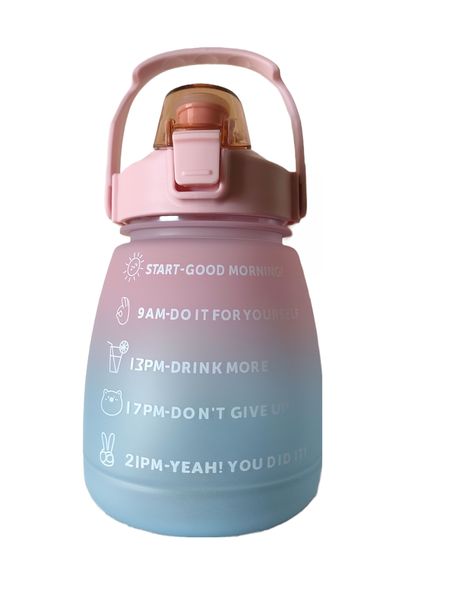 1L Large Capacity Water Bottle With Straw Strap Handle Leak Proof : Purple