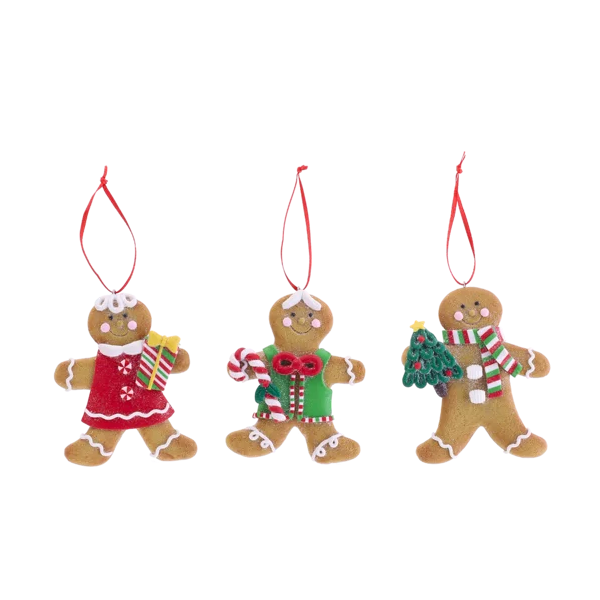 Season's Greetings Gingerbread Christmas Tree Decoration- 3 pack