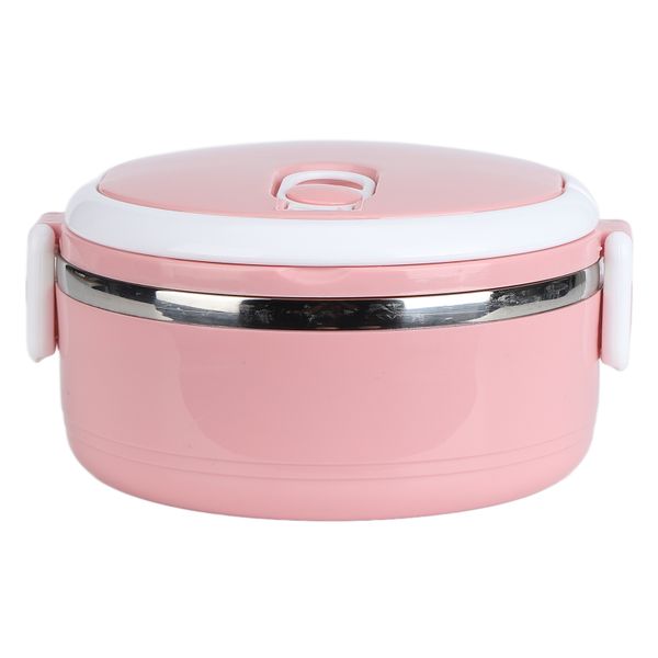 Thermal Stackable Hot Food Insulated Round Lunchbox Sealed Pink