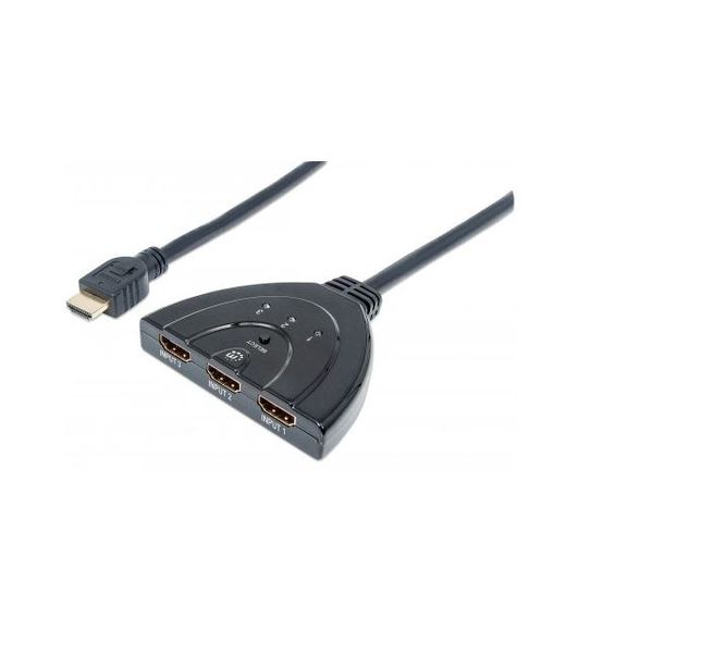 Manhattan 3-Port HDMI Switch HDMI 1.3, 3-Port, Integrated Cable