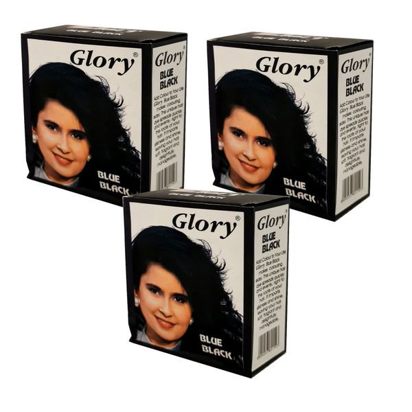 Glory Henna Natural Hair dye - Ammonia Free - Blue Black - 3 Pack