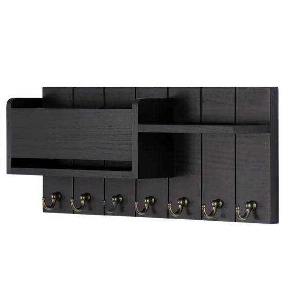 Bestby Rustic Wooden Wall Key Holder with Mail Organizer &amp; Tray