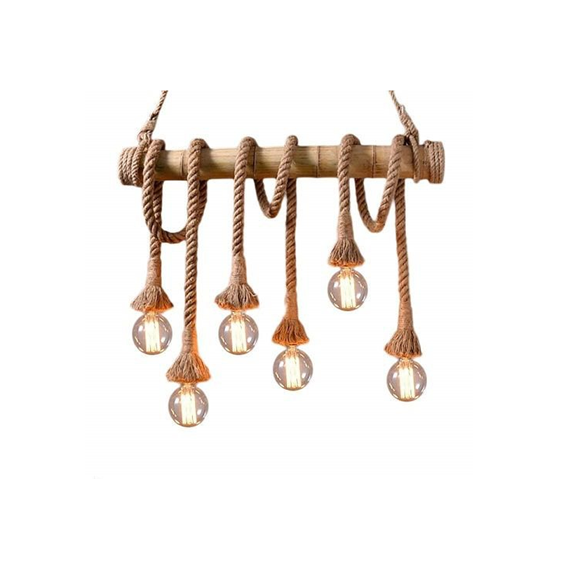 6 Light Industrial Wood Ceiling Pendant Light