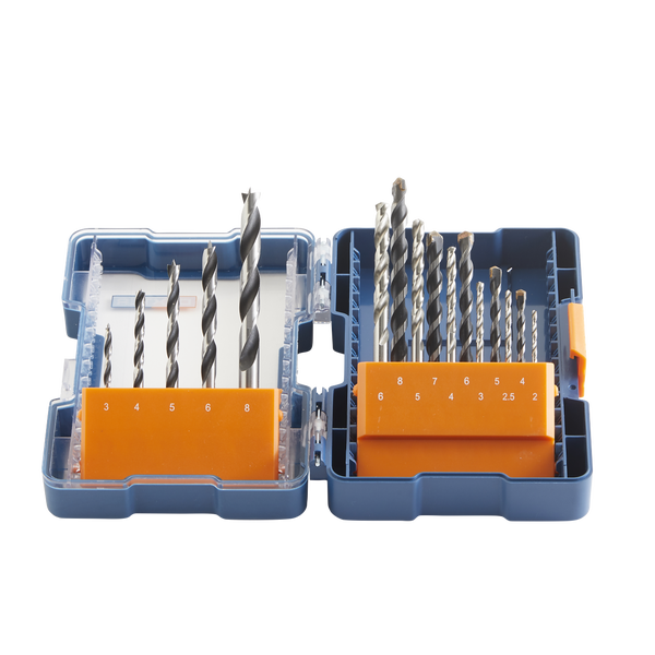 Dexter - 16 Piece Drill Set - 5 Wood, 6 Metal, 5 Masonry