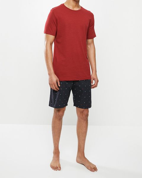 Men's Superbalist Scoop Neck Tee &amp; Woven Shorts Sleep Set - Red Dahlia