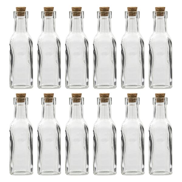 Regent 170ml Square Glass Bottle with Cork Lid 12 Pack