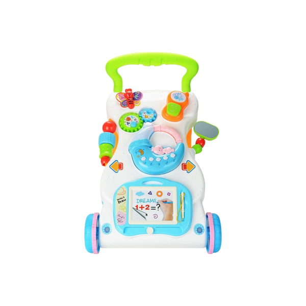 Toddler 2-in-1 Walker with Educational Toy Car, Music and Sounds