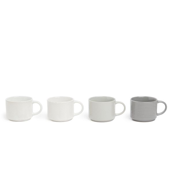 George &amp; Mason - 4 Piece Mug Set - Embossed Mix