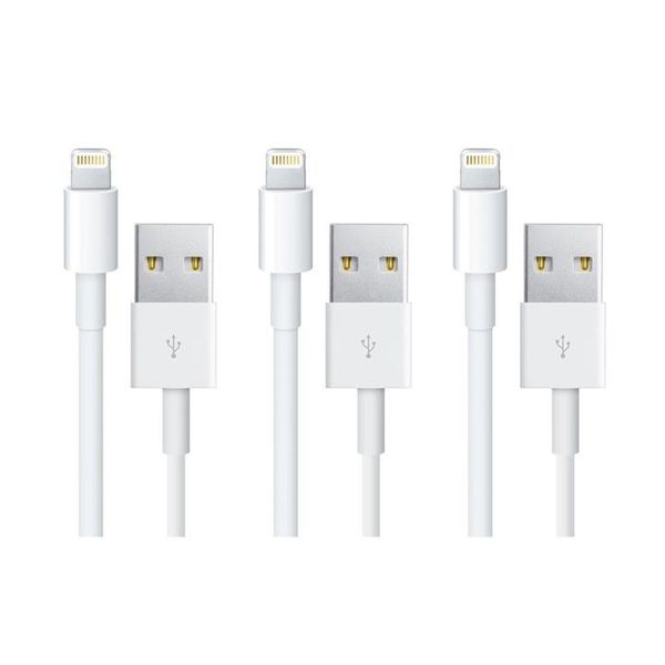 iPhone USB Charging Cable for iPhone - White (Pack of 3) 1 m