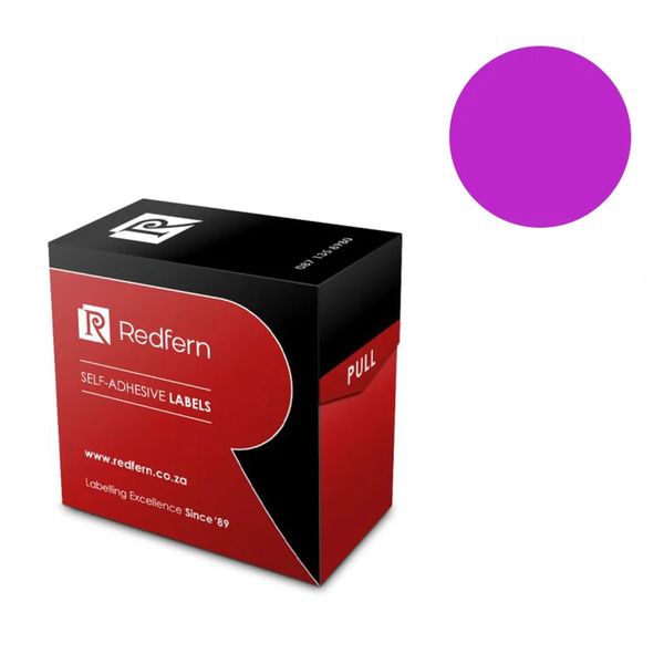 Redfern round colour coded self adhesive labels roll form x 2