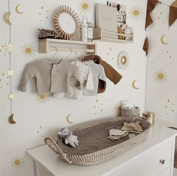 Artistic Sun and Moon Wall Sticker / Art / Paper - Self Adhesive