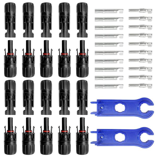 10 Pairs Solar Panel Cable Connectors Kit with 2Pcs Spanners Assembly Tool