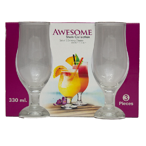 Kitro Glass Juice Stemmed 330ml 3 Pack