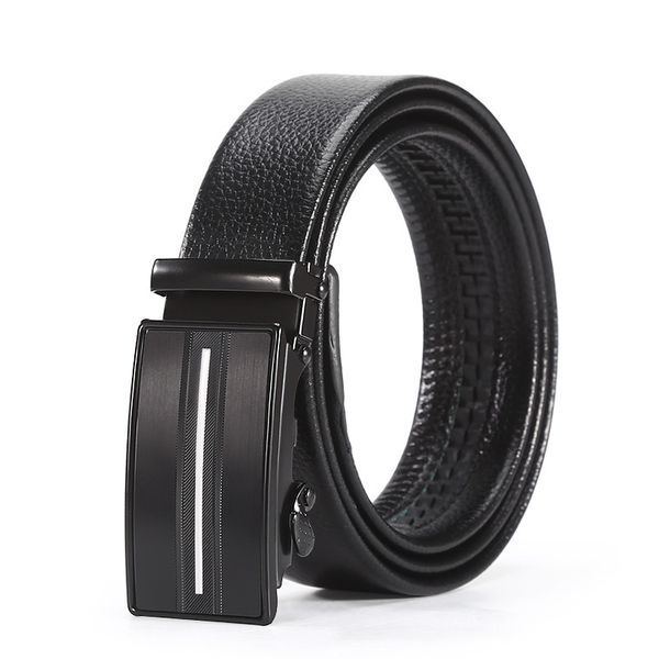 Men Belt Stylish Automatic Buckle Business Casual Adjustable Length - Black