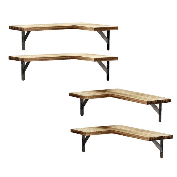 4PCS Floating Corner Shelves Wall Mounted, Wall Shelf for Decor Storage