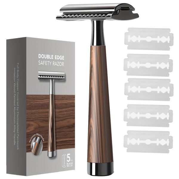 Premium Safety Double Edged Shaver With 5 Stainless Steel Blades