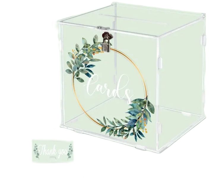 Acrylic clear wedding card box gift money + Thank you sign party decoration