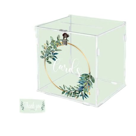 Acrylic clear wedding card box gift money + Thank you sign party decoration Image
